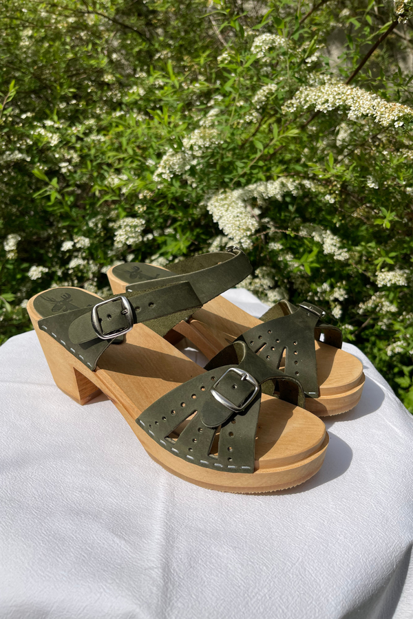 Sandales Hautes  - Cuir Nubuck Green