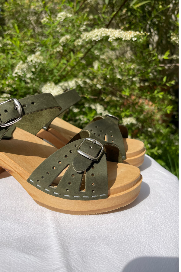 Sandales Hautes  - Cuir Nubuck Green
