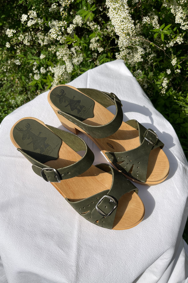 Sandales Hautes  - Cuir Nubuck Green
