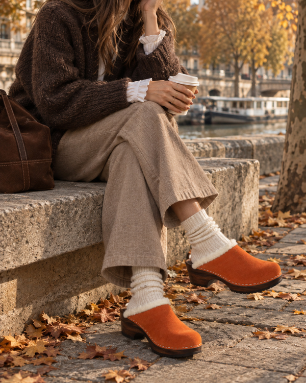 Sabots Fourrés en laine - Burn Orange