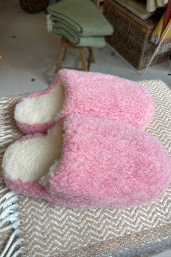 Mules - 100% laine de mouton Rose