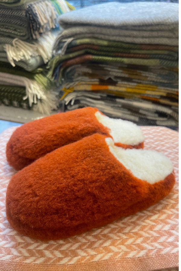 Mules - 100% laine de mouton Cognac