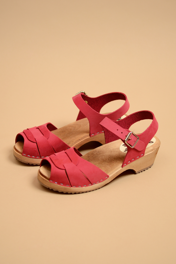 Sandales Basses - Nubuck Rouge Perse