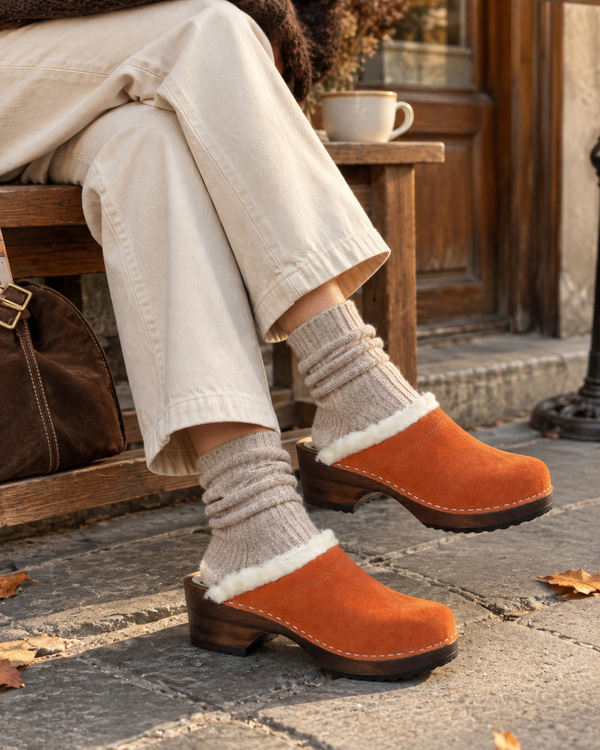 Sabots Fourrés en laine - Burn Orange