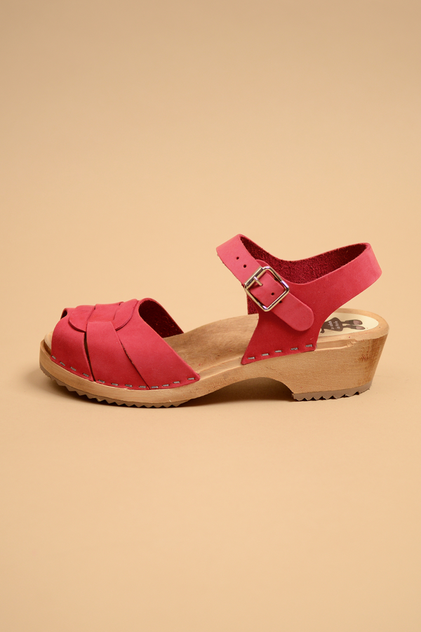 Sandales Basses - Nubuck Rouge Perse