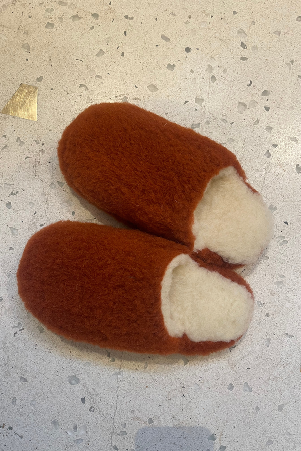 Mules - 100% laine de mouton Cognac