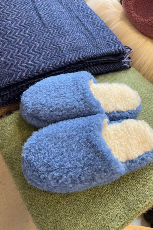 Mules - 100% laine de mouton Bleu