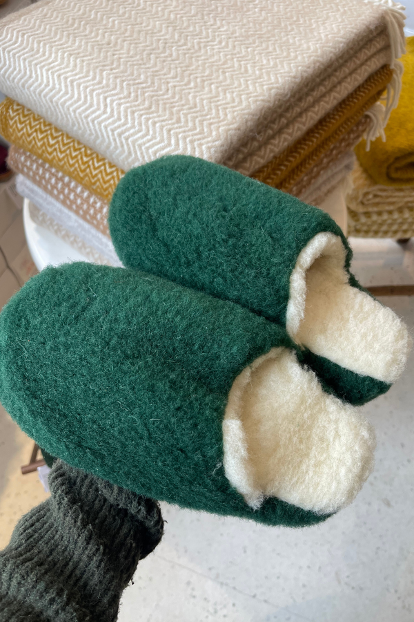 Mules - 100% laine de mouton Vert