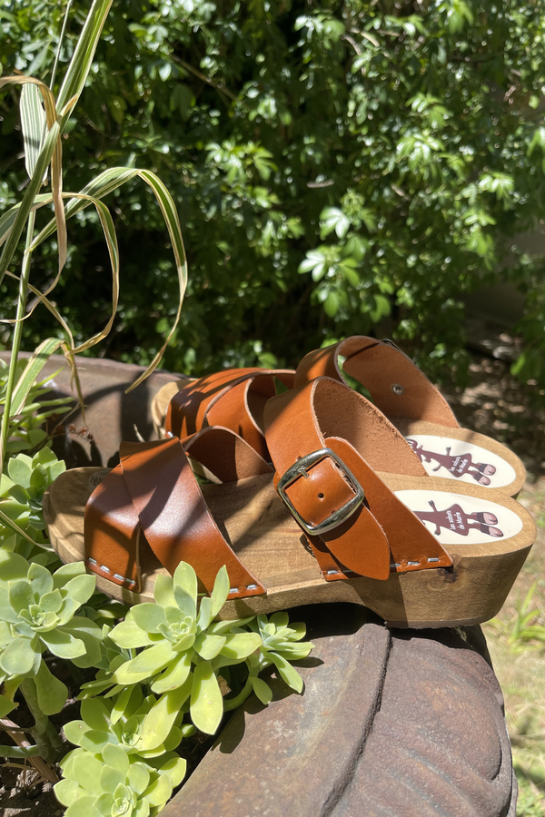Sandales - Cuir gras cognac à tannage végétal