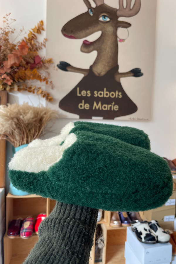 Mules - 100% laine de mouton Vert