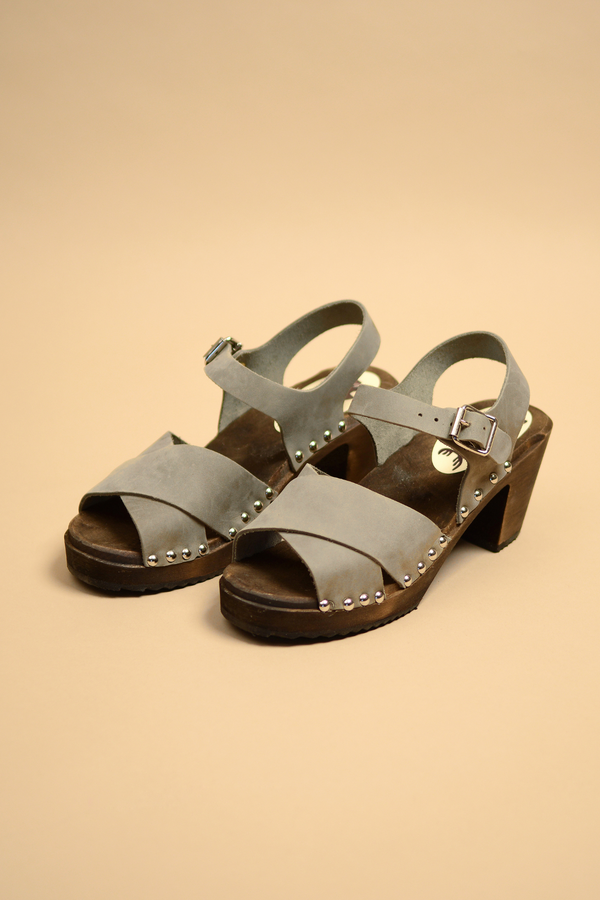 Sandales hautes Nubuck Clous - Taupe