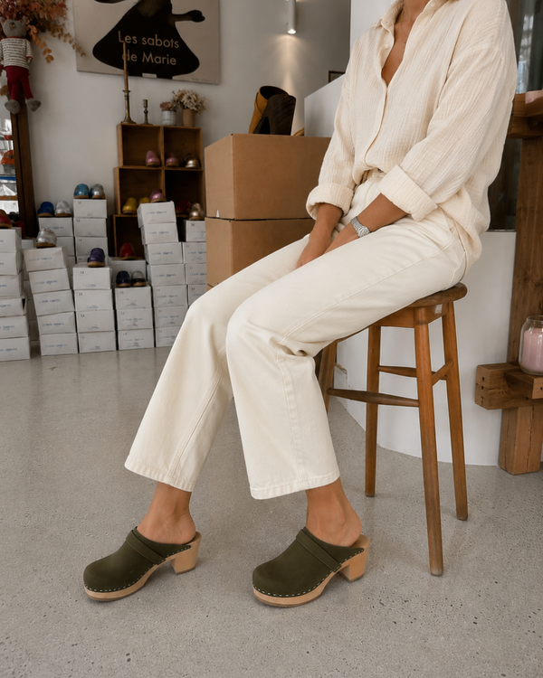 Sabots Hauts - Nubuck Green Olive