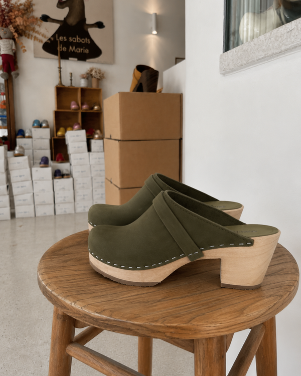 Sabots Hauts - Nubuck Green Olive