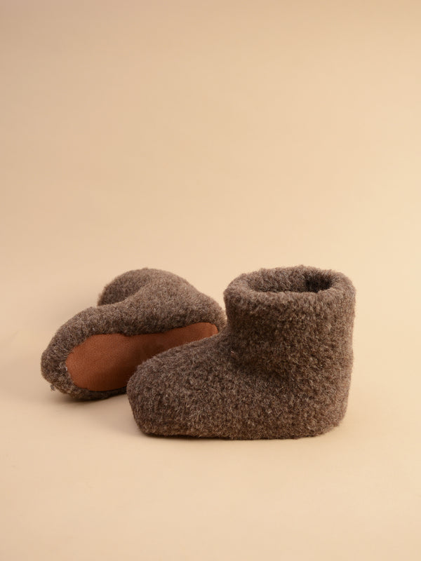 Chaussons hauts - 100% laine de mouton brown