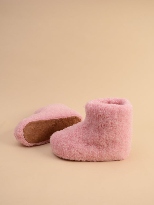 Chaussons hauts - 100% laine de mouton Rose