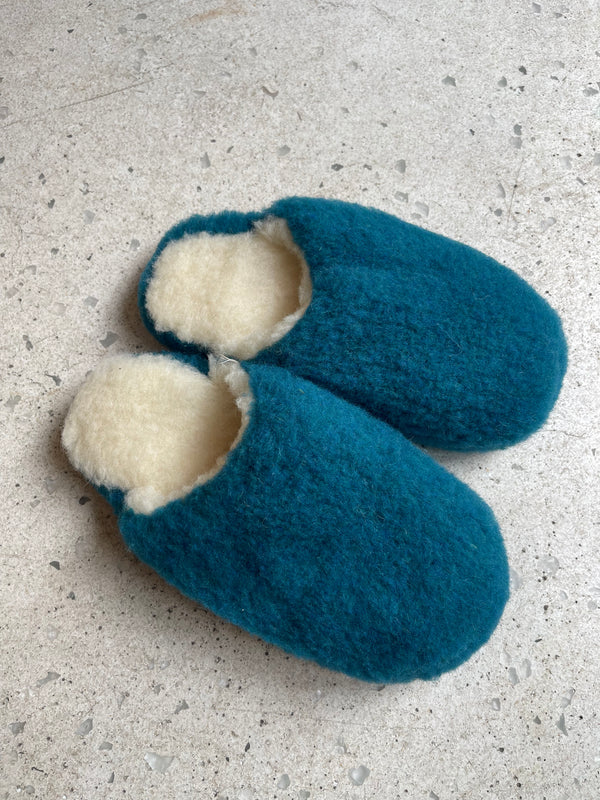 Mules - 100% laine de mouton Bleu