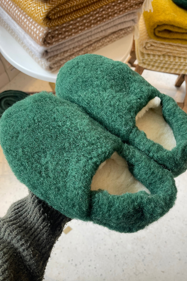 Chaussons bas - 100% laine de mouton Vert