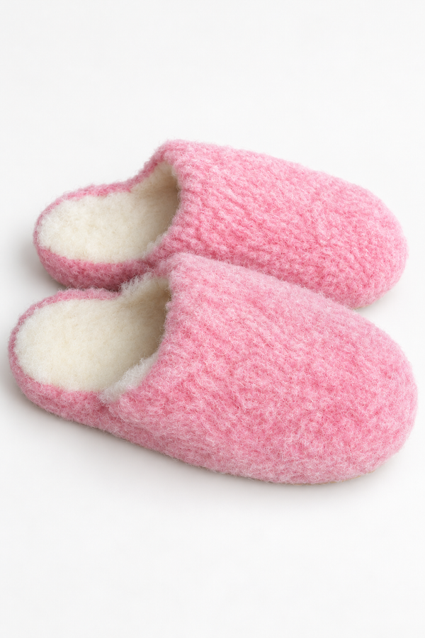 Mules - 100% laine de mouton Rose