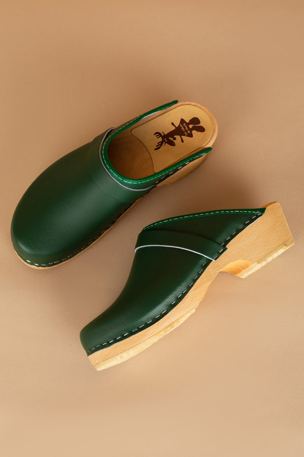 Green Sabots Cuir lisse - Green – Les sabots de Marie